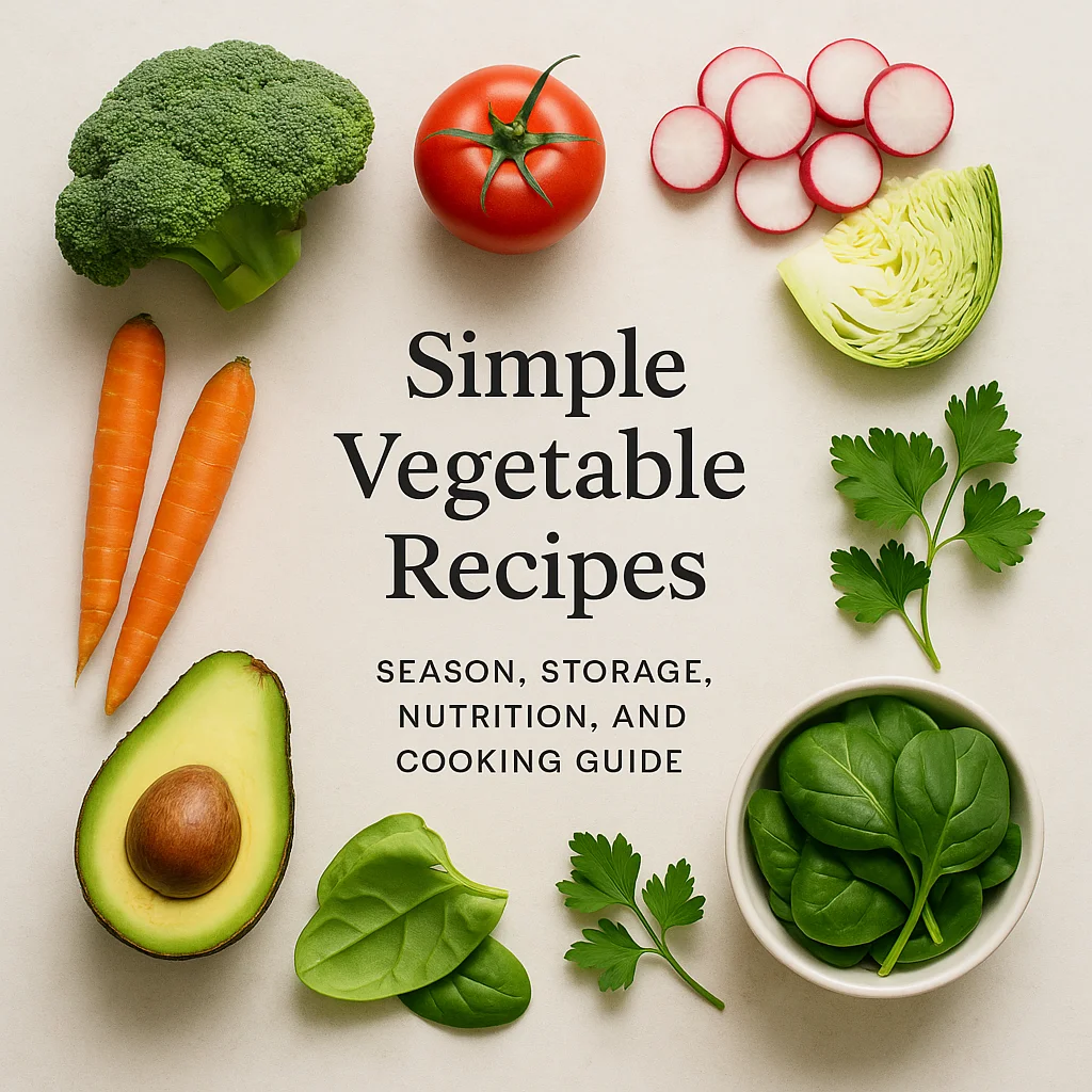 Simple Vegetable Recipes: Season, Storage, Nutrition, and Cooking Guide