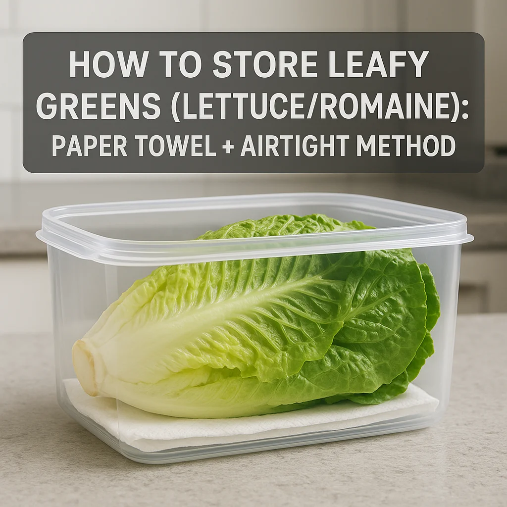 How to Store Leafy Greens (Lettuce/Romaine): Paper Towel + Airtight Method